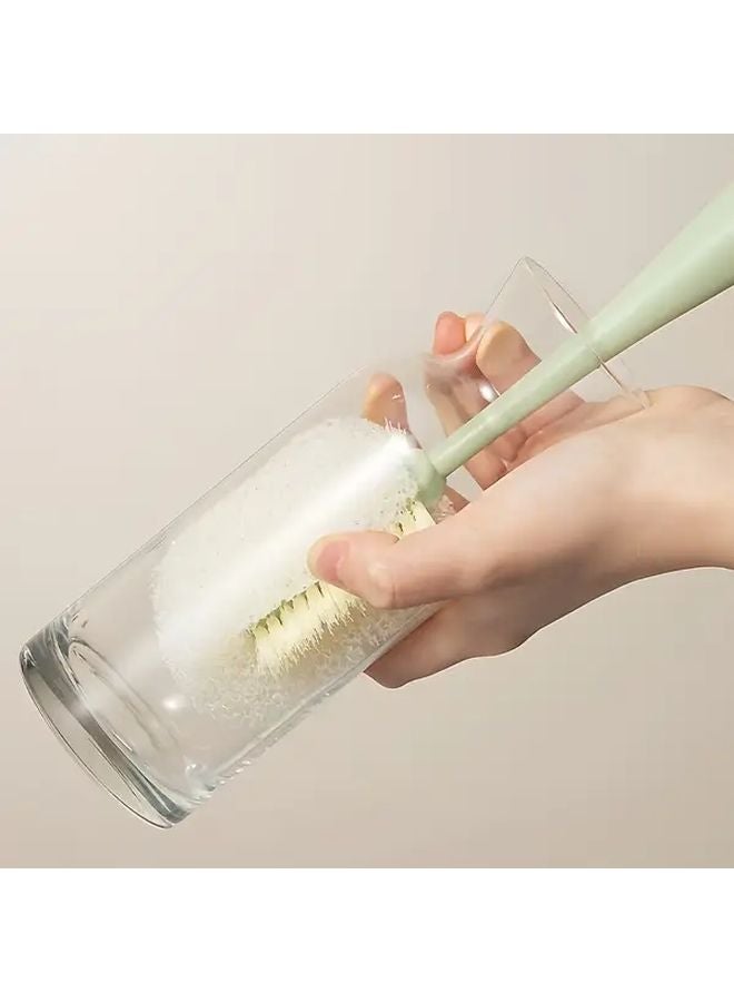 Green Long Handle Scrub Brush for Cups Bottles and Kitchen Cleaning - Image 1